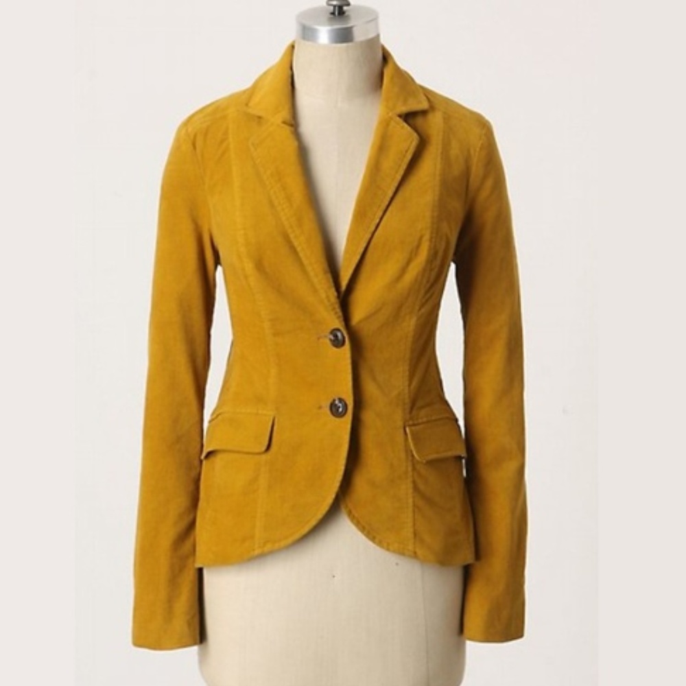 Anthro Daughters Curtsy Mustard Blazer